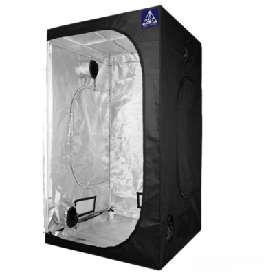Treez Tools Grow Zelt Schwarz (M) 100x100x200 – Lichtdichtes und belüftetes Anbauzelt mit reflektierendem Mylar für Indoor-Gardening.