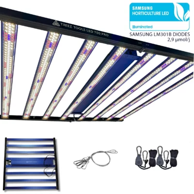 Treez Tools Grow Light LED 700W PRO Vollspektrum energieeffiziente LED Pflanzenlampe für Indoor-Gardening, Vegetations- und Blütephase